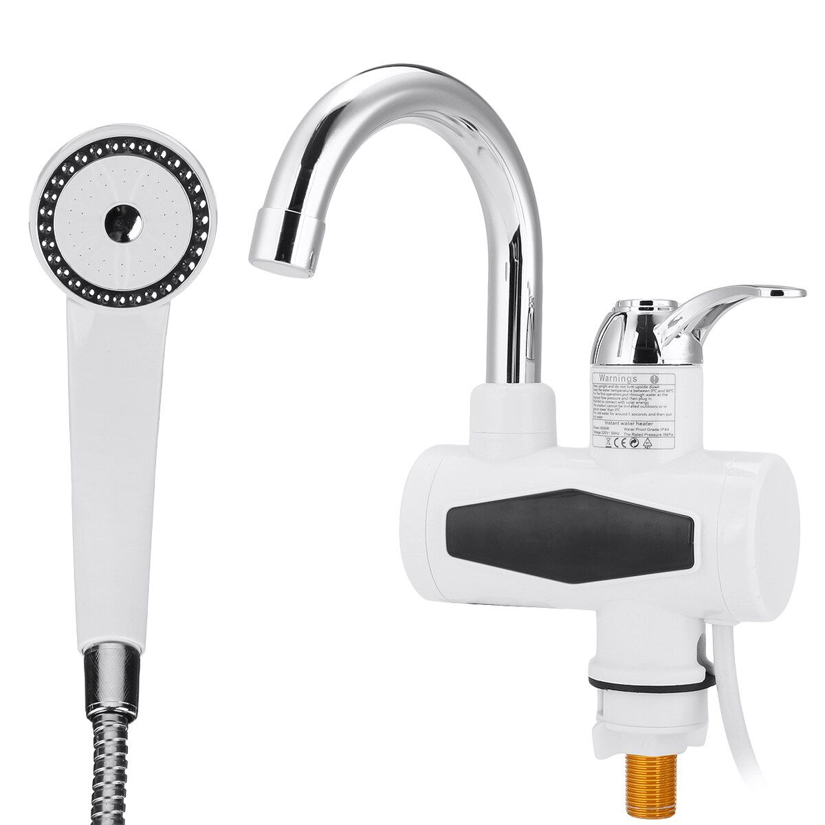 (Hot & Cold) Electric Bar Faucet Tap Hot Instant Water Heater Quick Water Digital Display Lower Inlet Faucet Tap W/ Optional Showerhead For Home Bathroom Kitchen Boat 220V WITH Shower