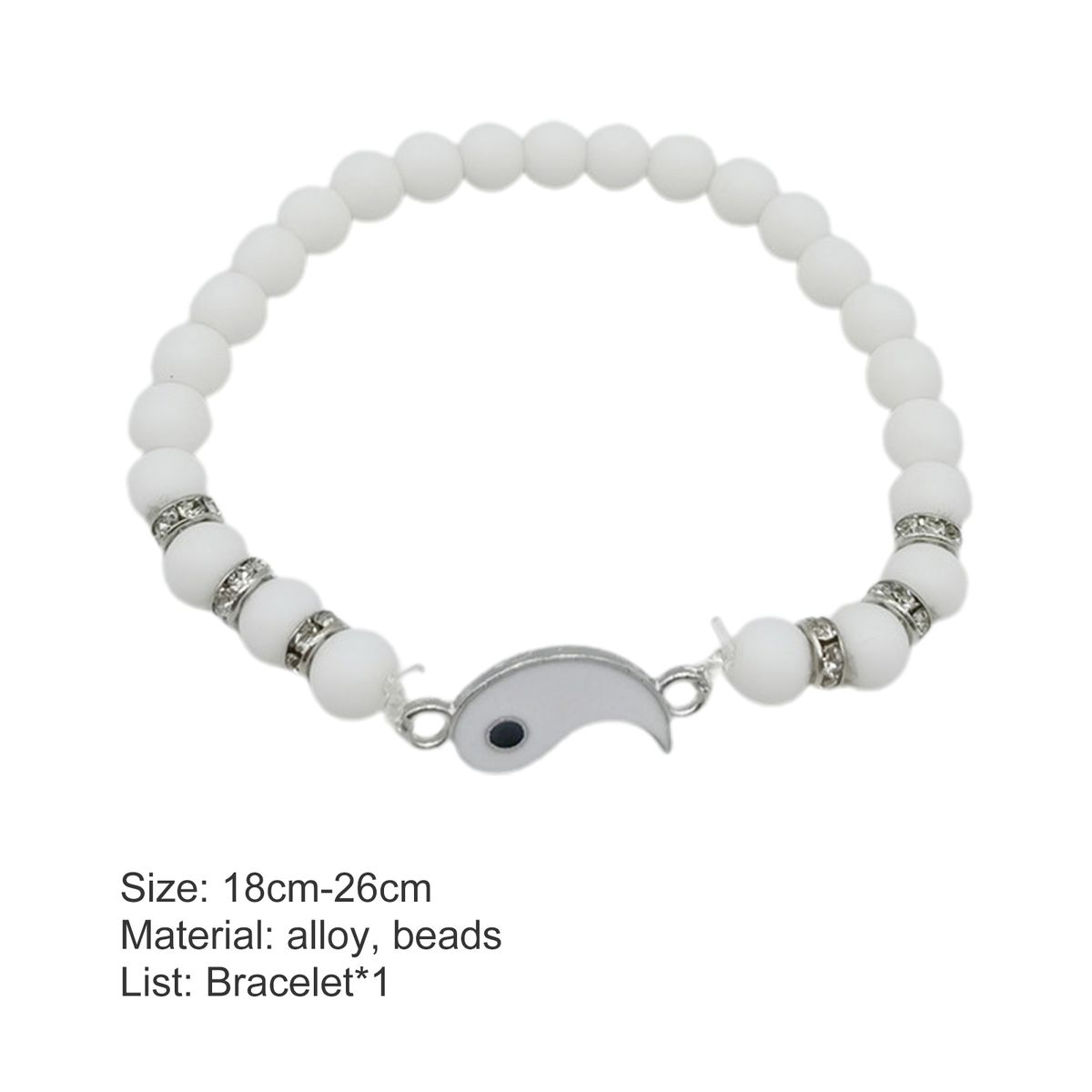 Women Bangle Tai-Chi Yin Yang Couple Bracelets White