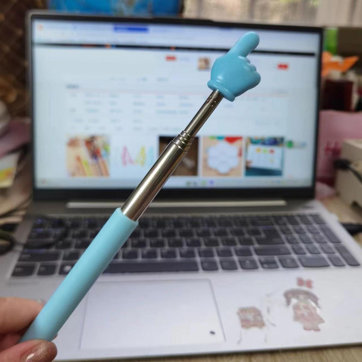 Break-resistant Metal Pointer Telescopic Handheld for Classroom Blue