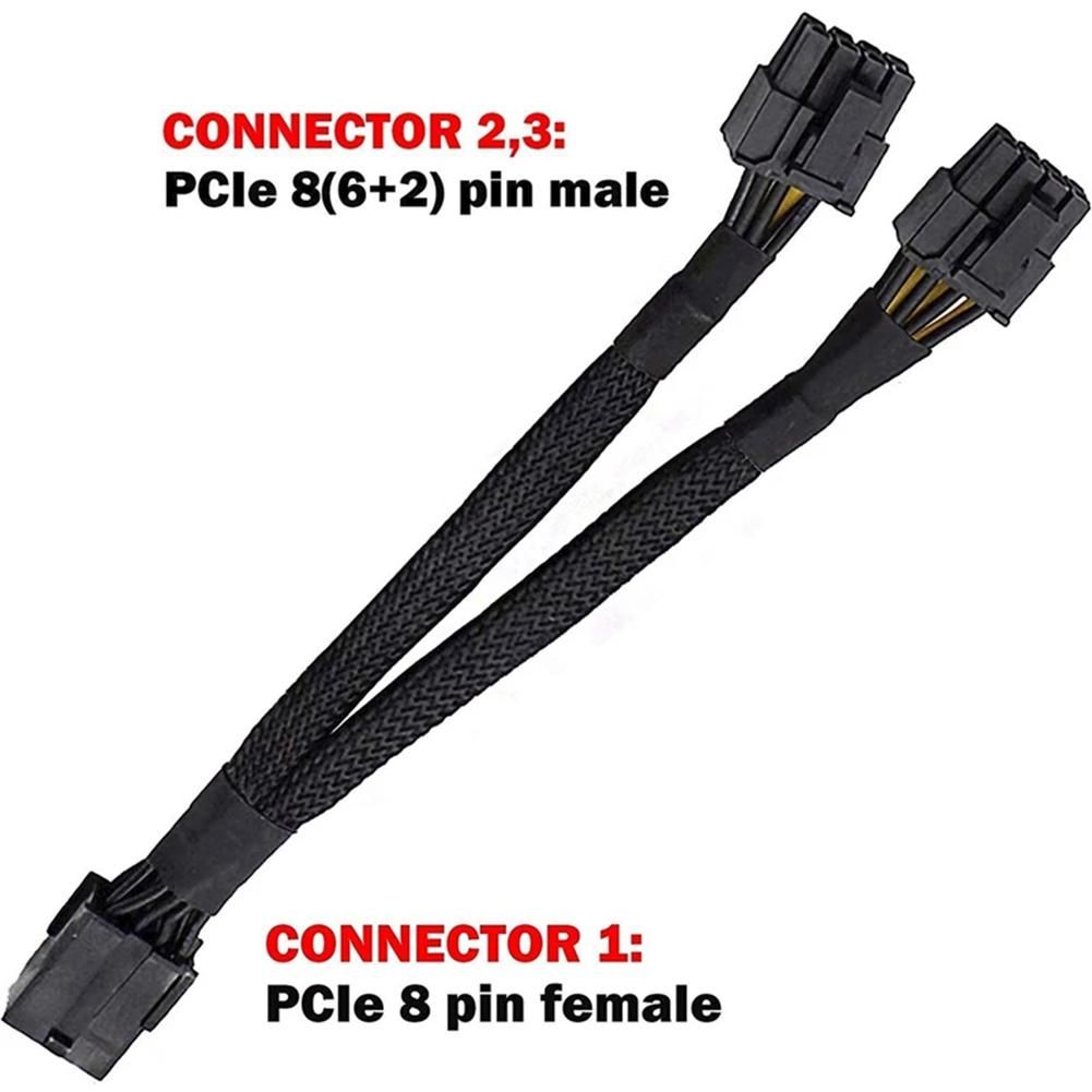 20cm GPU PCIE 8 Pin Female to Dual 2X8 6+2 Pin Male PCI Express Power Adapter Braided Y-Splitter Extension Cable 10Pcs