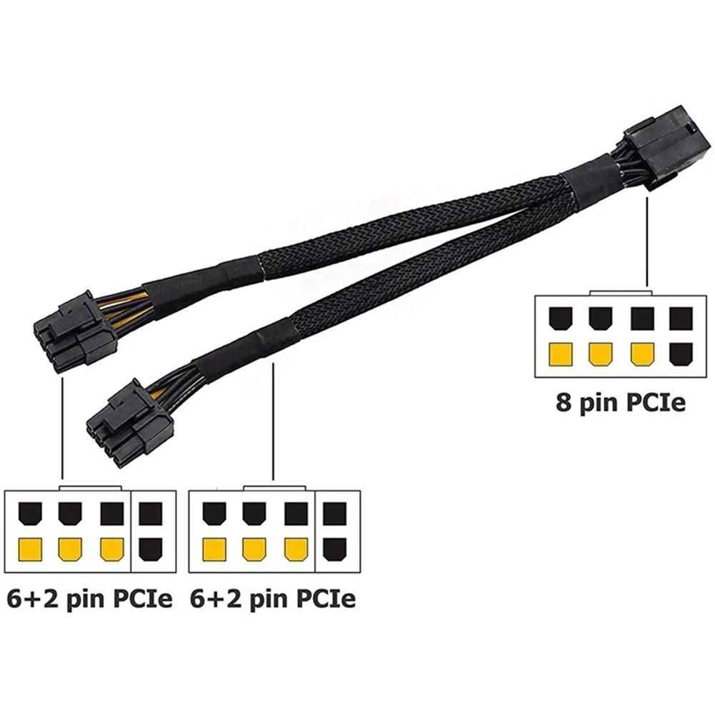 20cm GPU PCIE 8 Pin Female to Dual 2X8 6+2 Pin Male PCI Express Power Adapter Braided Y-Splitter Extension Cable 10Pcs