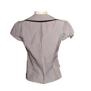 Short Sleeves Fitted Striped Jacket - Ash & Black