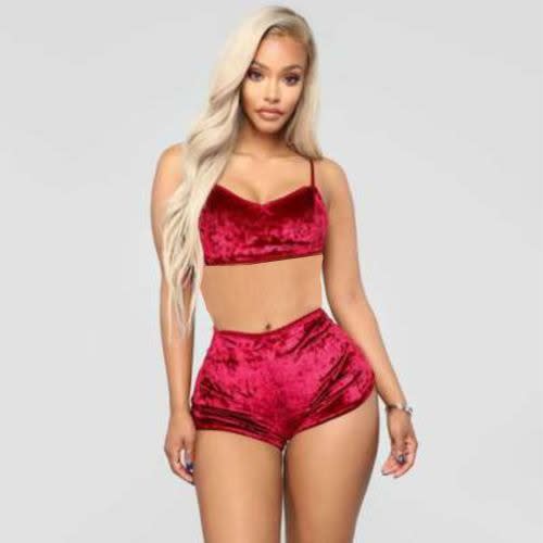 Women Lingerie Night Sleep Wear Set - Red