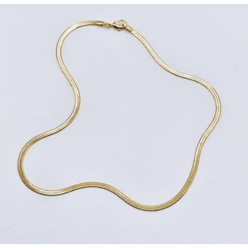 Non Tarnish Steel Gold Flat Chain Necklace For Men/women