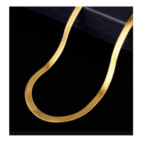 Non Tarnish Steel Gold Flat Chain Necklace For Men/women