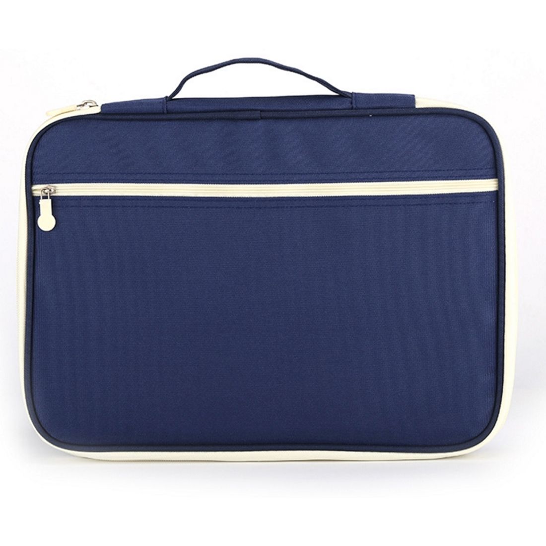 Office Supplies Multi-purpose Zipper Document Folder A4 Storage Bag (navy)
