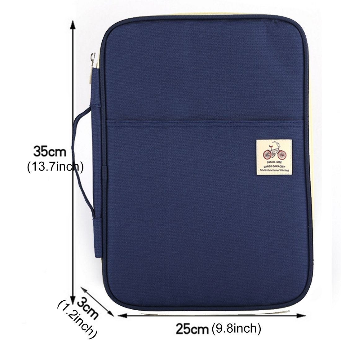 Office Supplies Multi-purpose Zipper Document Folder A4 Storage Bag (navy)
