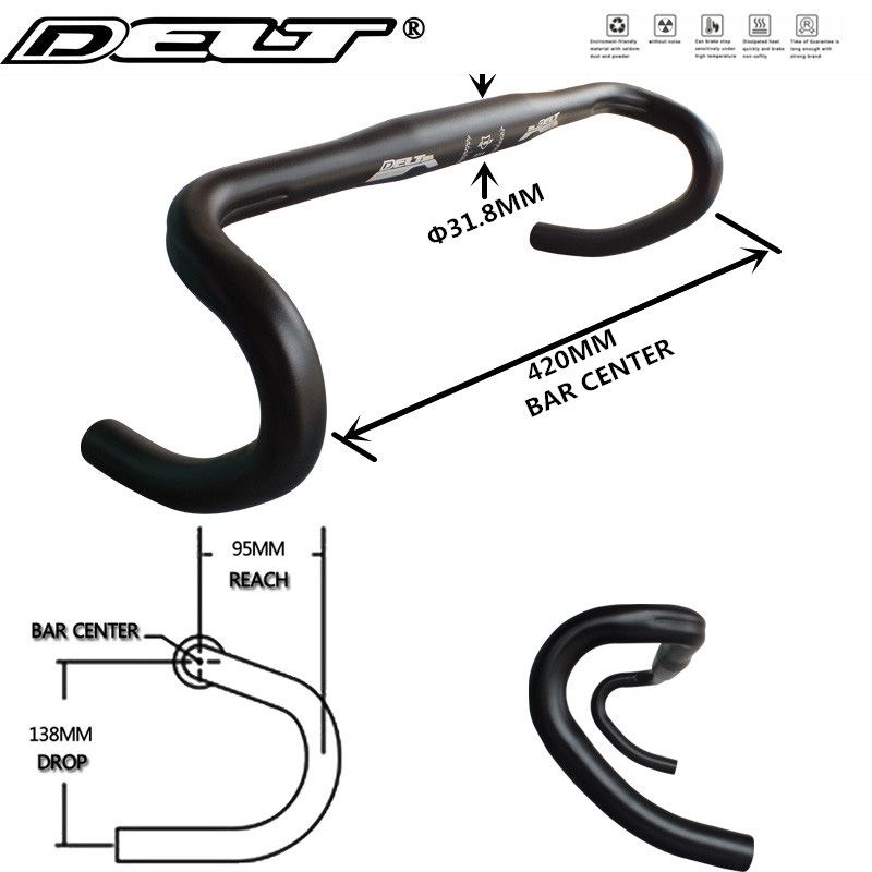 Road Fixed Gear Bicycle Bike Handlebar Drop Bent Bar For