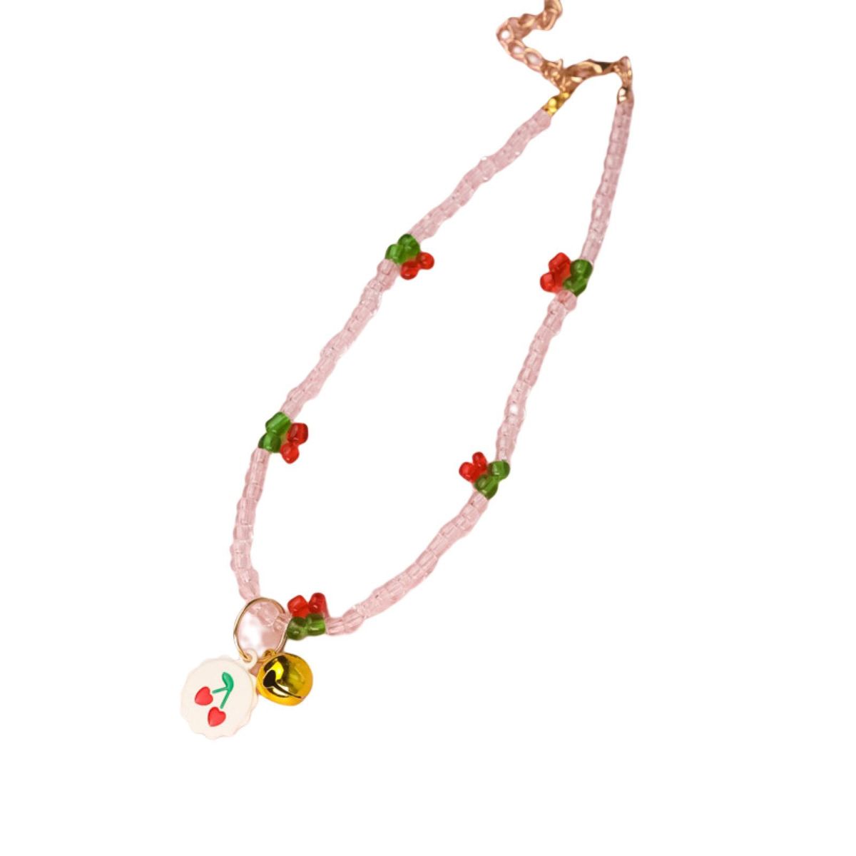 Jewelry Necklace Cherry Themed Cat Necklace With Bear Pendant 4
