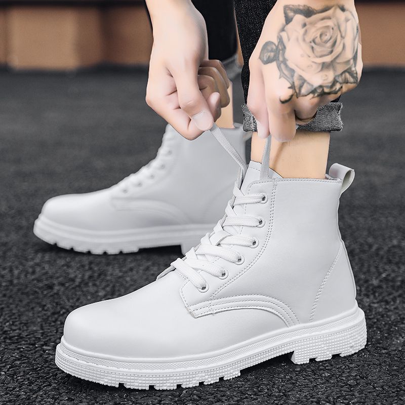 EU(36-46)Big Size Men's Outdoor Non-slip Lightweight Martin Boots-White