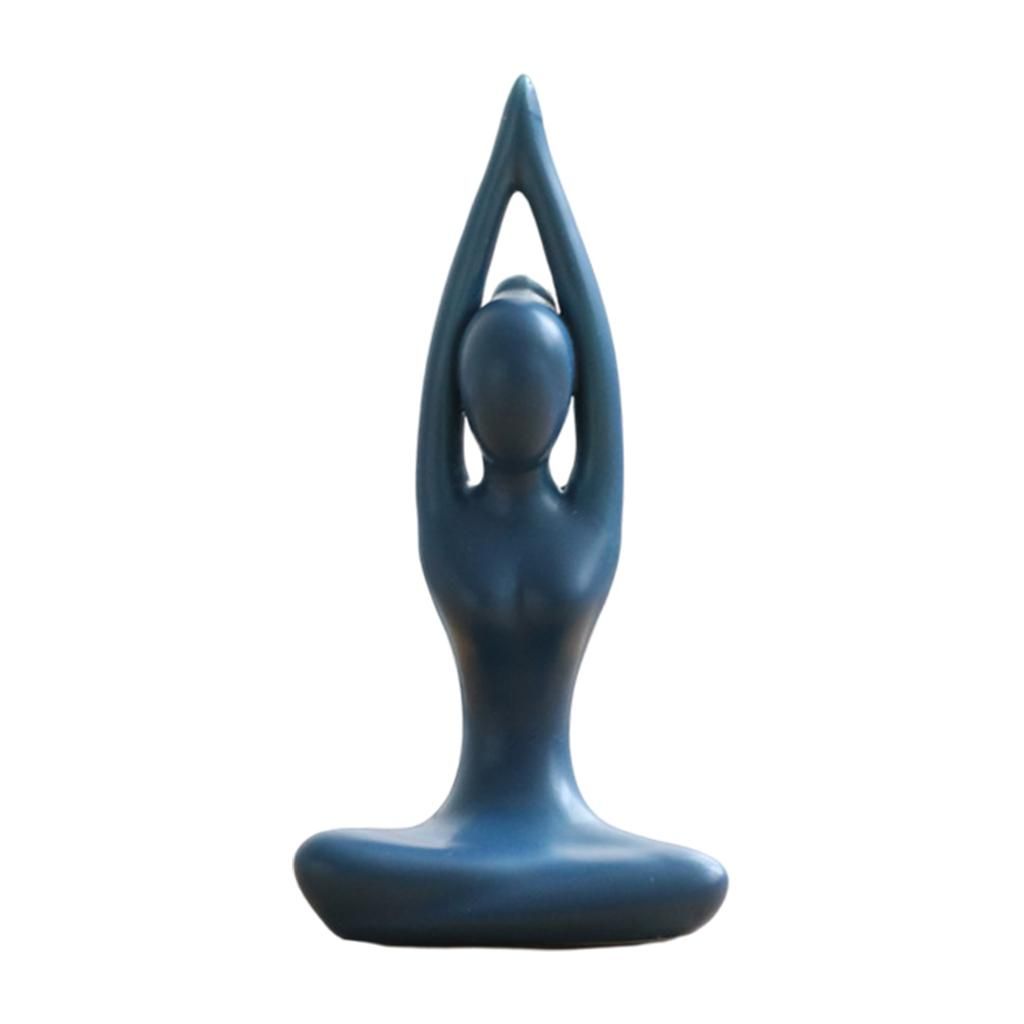 Character Yoga Girl Ornaments Home Decor Figures Statue Blue Style 3