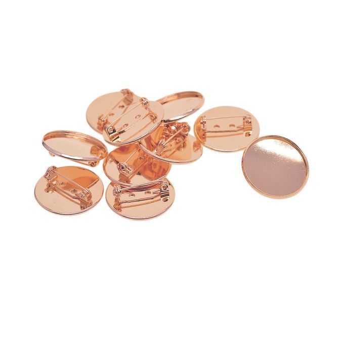 10Pcs DIY Findings Brooch Base Blanks Back Pins 25mm Cabochon Cameo