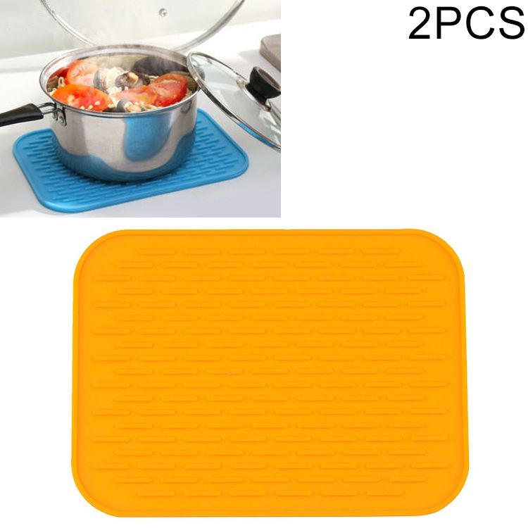2 PCS Thicken Colorful Silicone Insulation Mat European Anti-burning Pot Pad Table Waterproof  Phone Pad(Orange)
