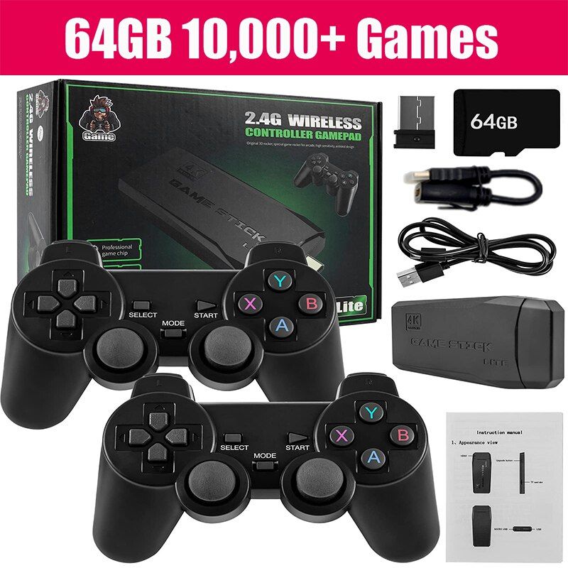 10000 Mini Game Stick XMAS GIFT 4KHD Handle Video Game Console 2.4G Wireless Controller For PS1/FC/GBA 40 Emulator Retro TV Game