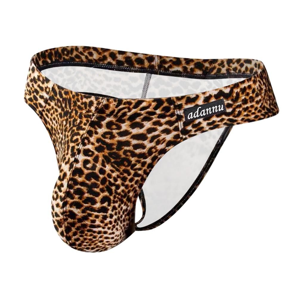 Men Bikini Brief Underwear Leopard Grain Penis Pouch Jockstrap G-strings Thong