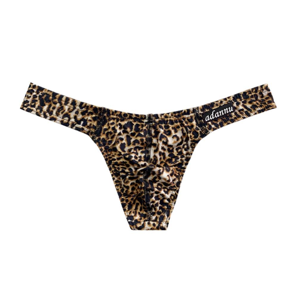 Men Bikini Brief Underwear Leopard Grain Penis Pouch Jockstrap G-strings Thong