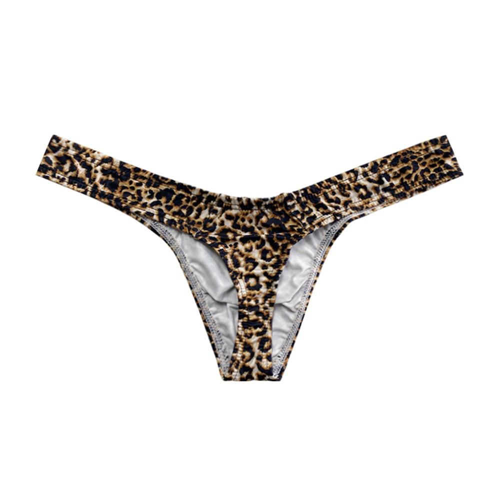 Men Bikini Brief Underwear Leopard Grain Penis Pouch Jockstrap G-strings Thong