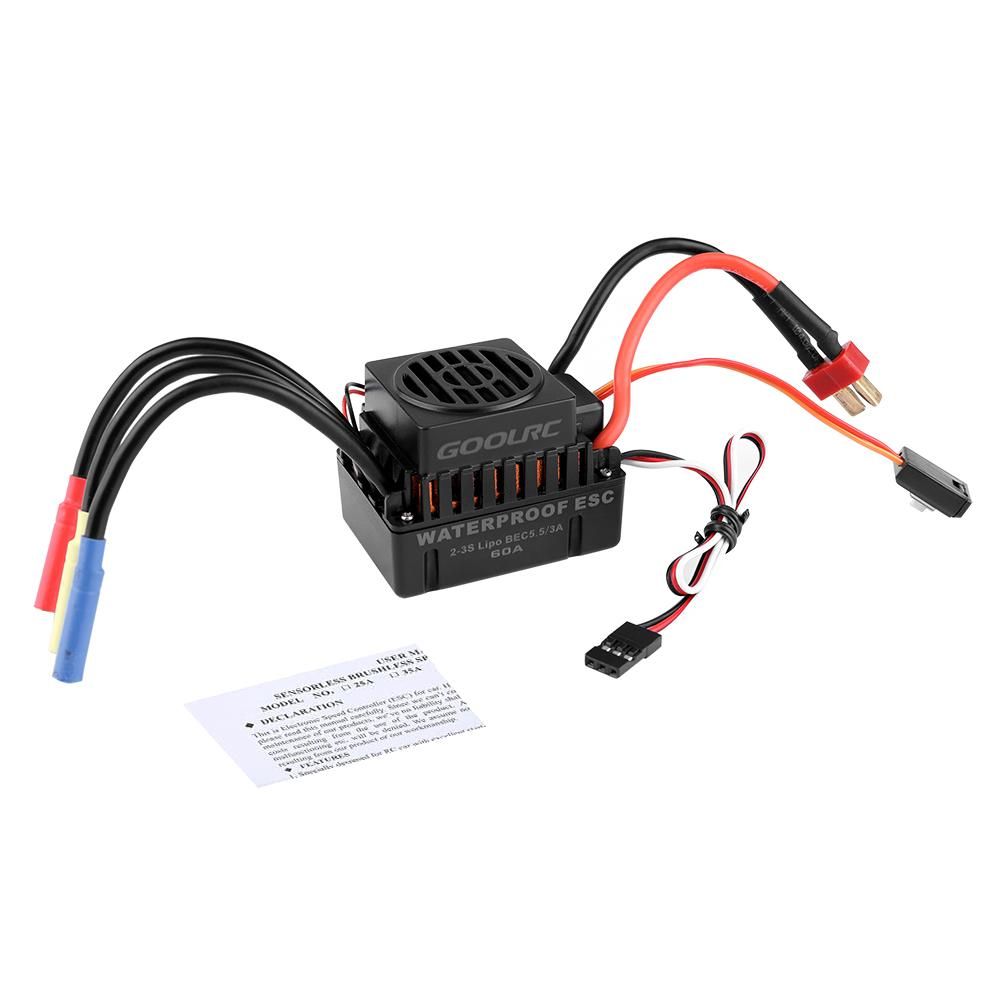 GoolRC Waterproof 60A Brushless ESC Electric Speed Controller with 5.5V/3A BEC for 1/10 RC Car