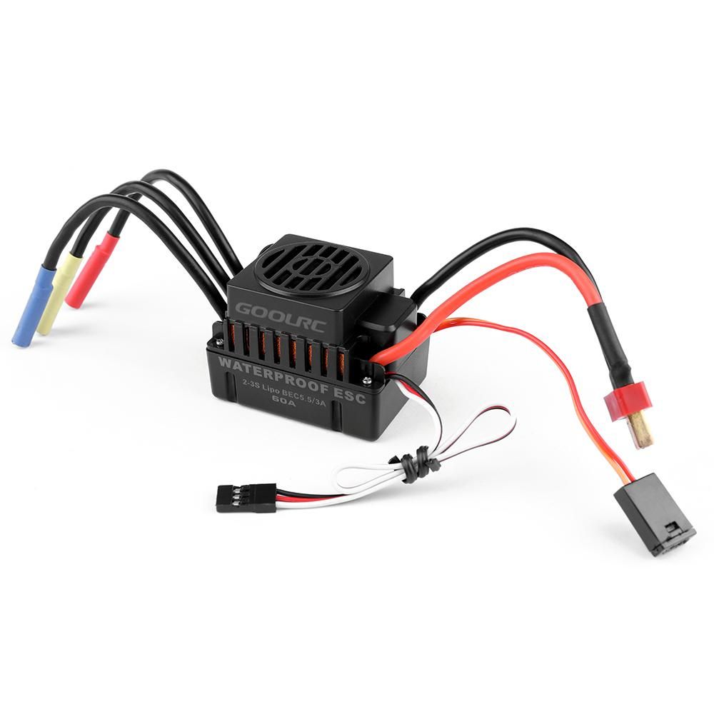 GoolRC Waterproof 60A Brushless ESC Electric Speed Controller with 5.5V/3A BEC for 1/10 RC Car