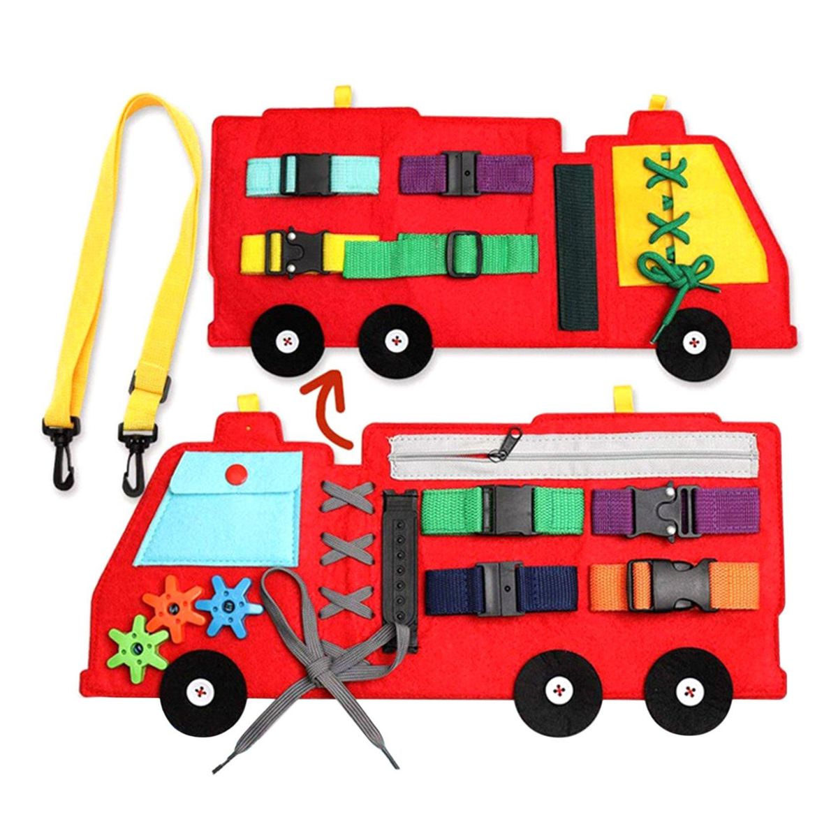Fire Truck Busy Board Toys Kids Sensory Basic Skills