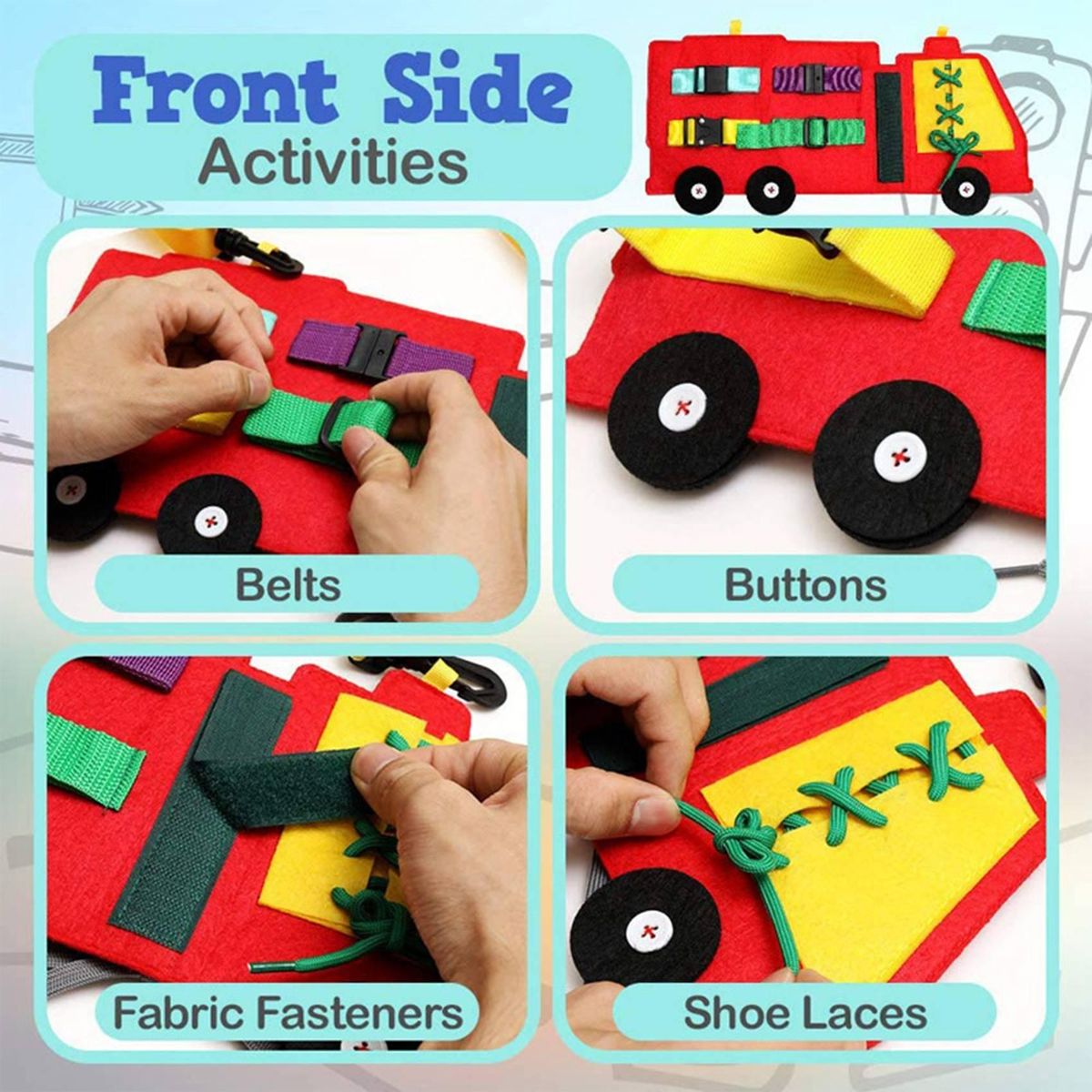 Fire Truck Busy Board Toys Kids Sensory Basic Skills