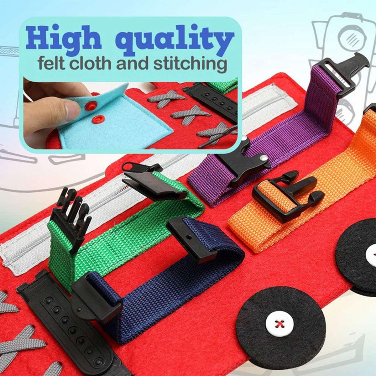 Fire Truck Busy Board Toys Kids Sensory Basic Skills