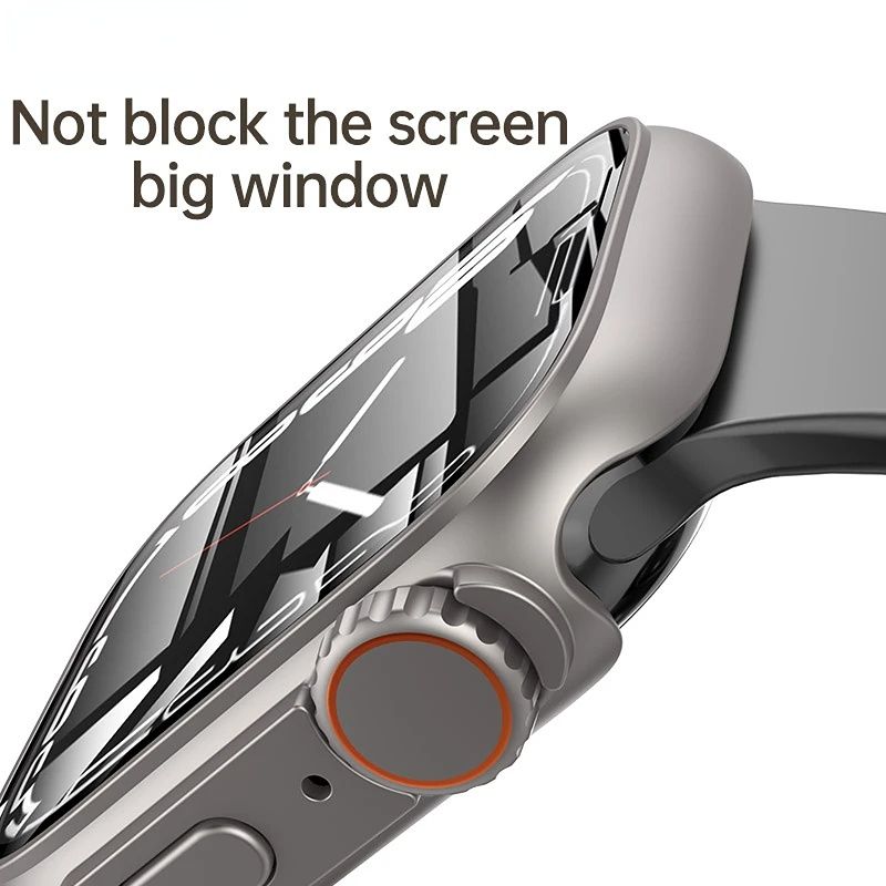 (silvery)Glass+Case For Apple Watch 7 8 45mm 41mm 44mm 40mm Screen Protector Cover Change Ultra Bumper IWatch Series 4 5 6 SE Accessories DOU