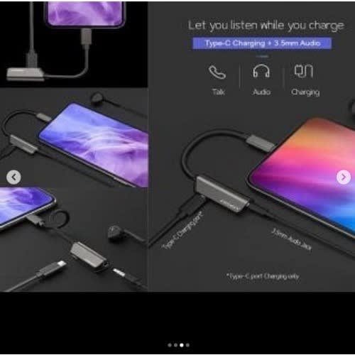 Pisen 2-in-1 Usb Type-c + 3.5 Mm & Charger Headphone Jack Audio Cable Adapter