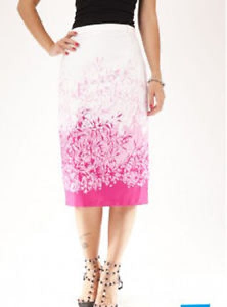 Pink and White Printed Skirt