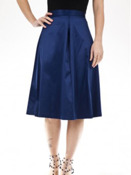 Ex TopShop Vintage Satin A line Skirt -Navy Blue