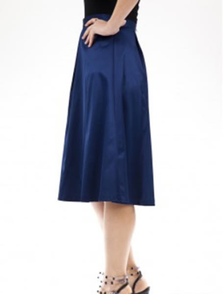 Ex TopShop Vintage Satin A line Skirt -Navy Blue