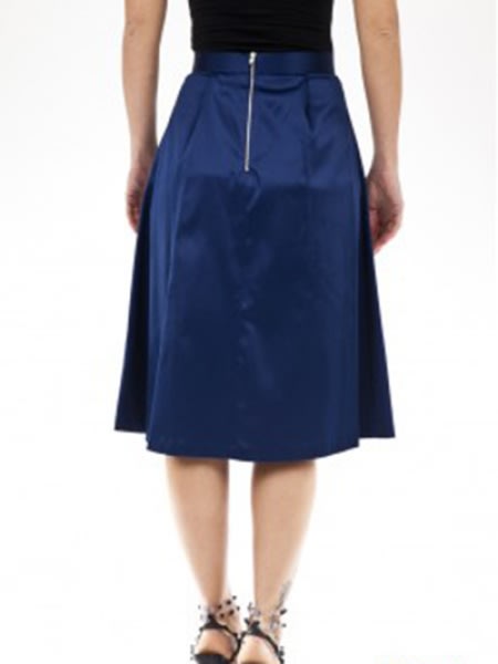 Ex TopShop Vintage Satin A line Skirt -Navy Blue