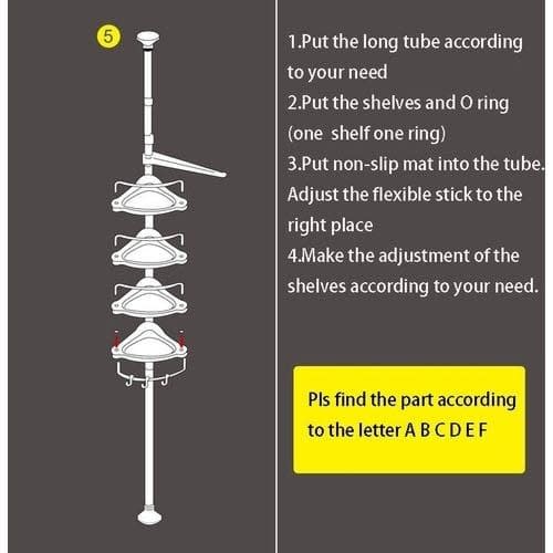 4-tier Bathroom And Kitchen Wall Mounted Corner Shelf Organizer - Tripod Suction Cup
