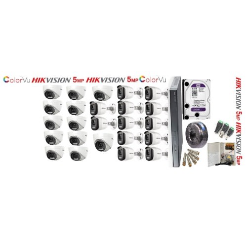 24 Pcs Of Outdoor And Outdoor 5mp Cctv Dvr Surveillance Camera System With 4TB HDD