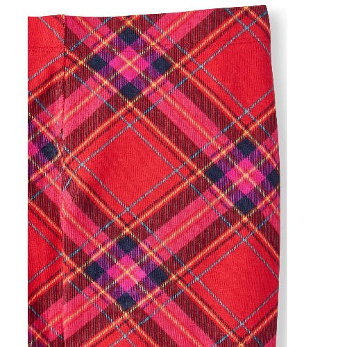 Girl's Plaid And  Pattern  Leggings - 2 In 1 Pack