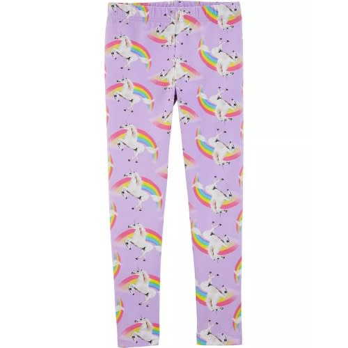 Girls Rainbow Unicorn Leggings- Lilac