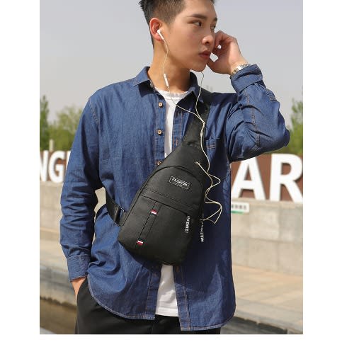 Unisex Chest Bag With Wired Earpiece Port