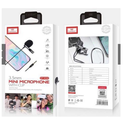 3.5mm Mini Microphone With Clip Et-e34