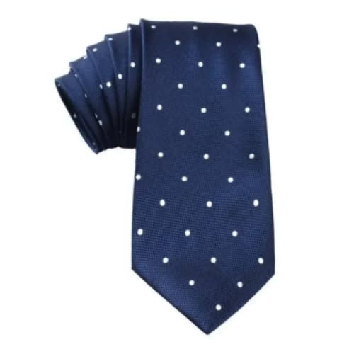 Men Formal Dress Shirt With Dotted Navy Blue Tie