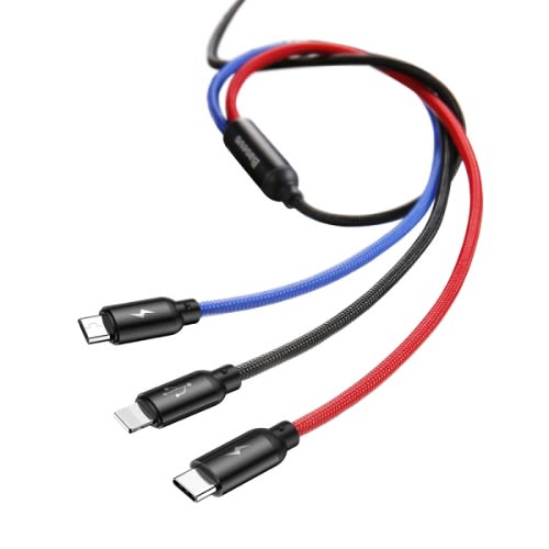 3-in-1 Cable -  Micro + Lightning + Type-c - 1.2m - Black