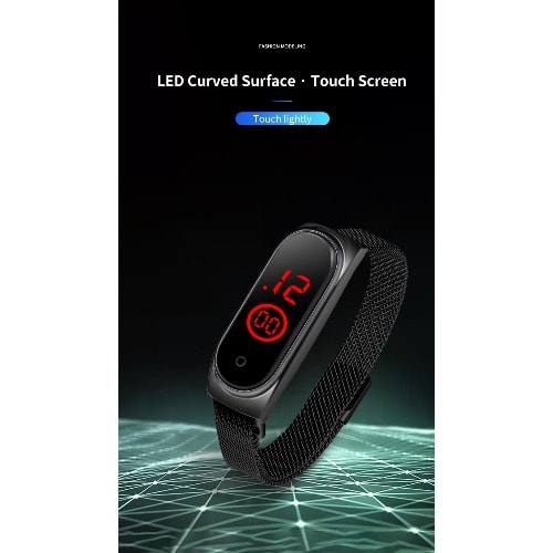 Unisex Bracelet Led Digital Watch - Black