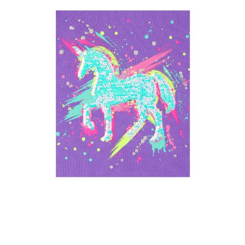 Girls Glitters Flip Sequin Tie Front Graphic Top- Fairy Purple
