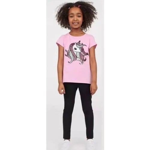 3d Glittery Girl Top- Pink