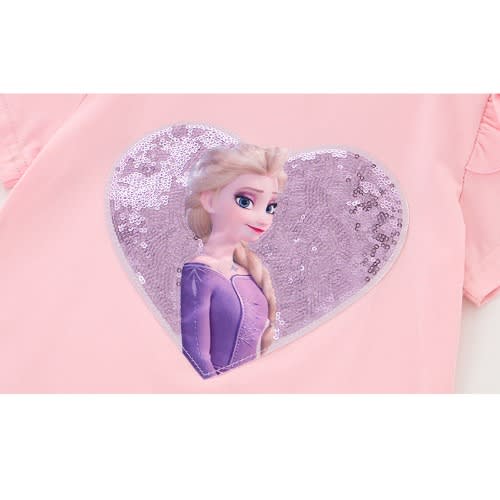 3d Glittery Frozen Girl Top - Pink