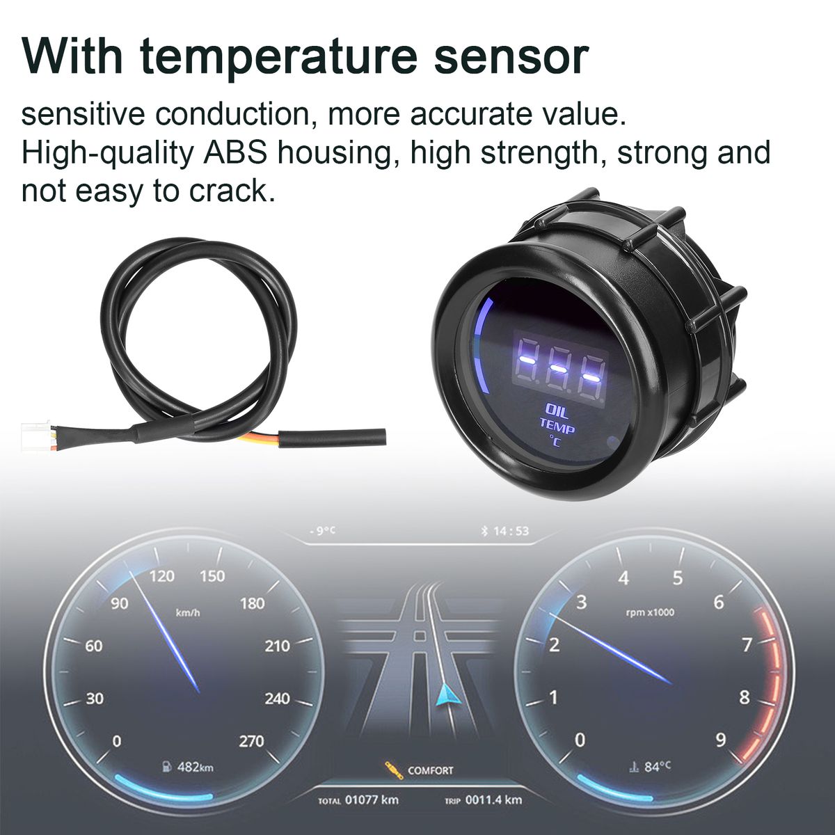 52mm Oil Temperature Gauge Car Digital Meter LED Display