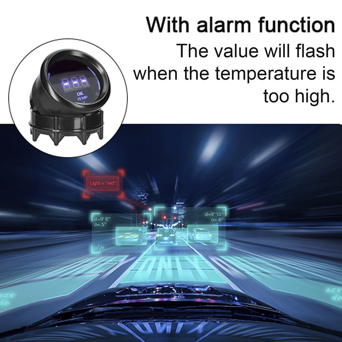 52mm Oil Temperature Gauge Car Digital Meter LED Display