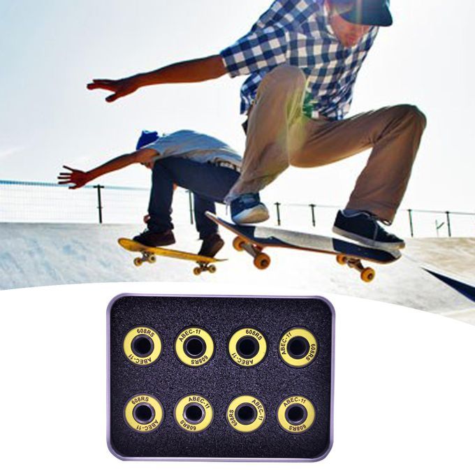 8Pcs Skateboard Bearings Repairing Parts Steel For Longboard Yellow