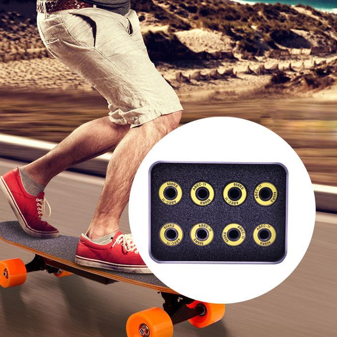 8Pcs Skateboard Bearings Repairing Parts Steel For Longboard Yellow