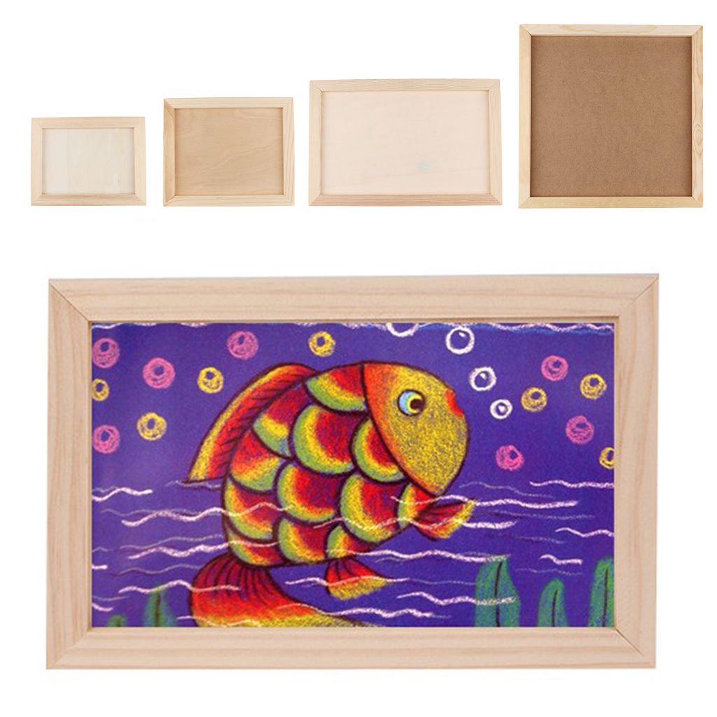 Natural Wooden Photo Frame Kids Crafts Supply Art Painting