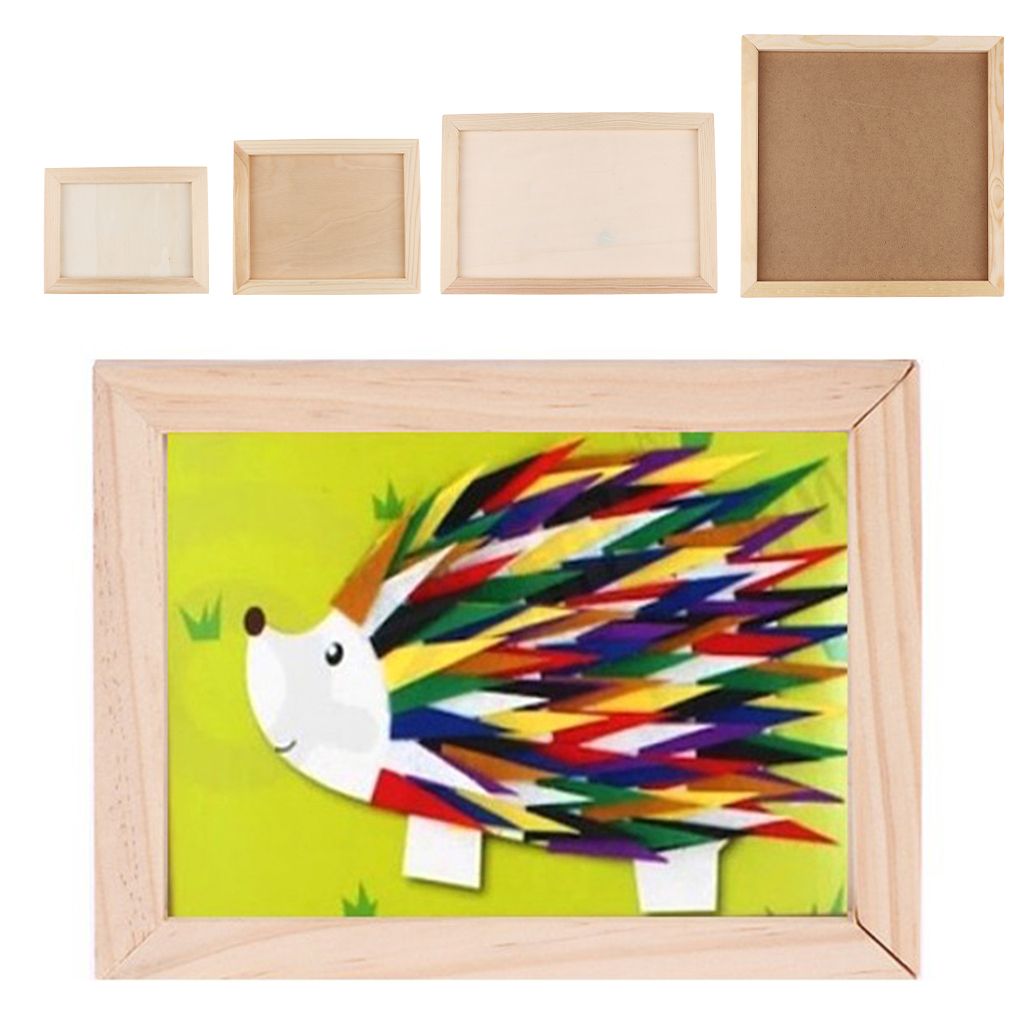 Natural Wooden Photo Frame Kids Crafts Supply Art Painting
